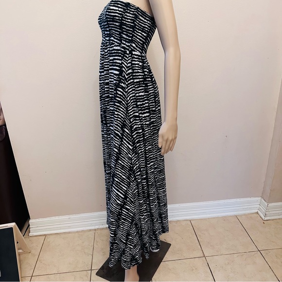 Divided Black and White Strapless Maxi Dress - Picture 6 of 10